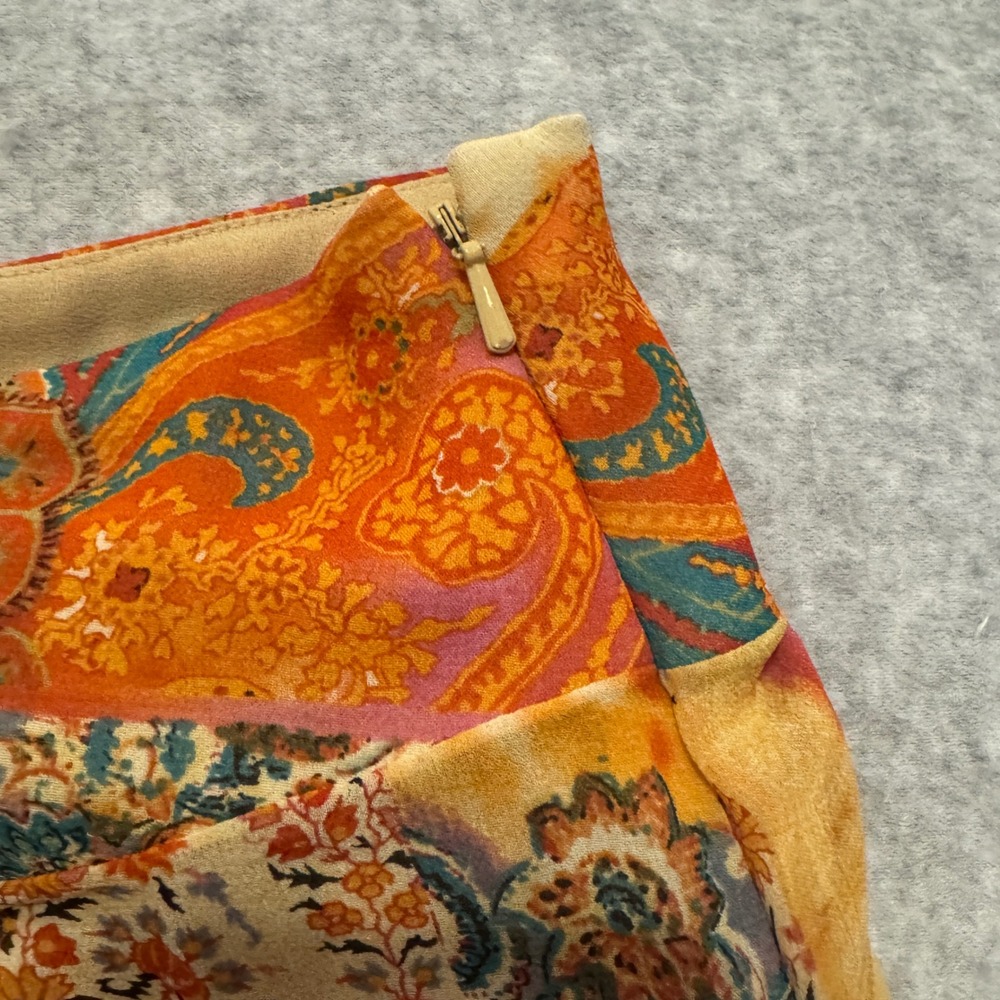 Lauren Ralph Lauren Silk Patchwork Paisley Handkerchief Hem Midi Skirt 10 Boho - Picture 7 of 11